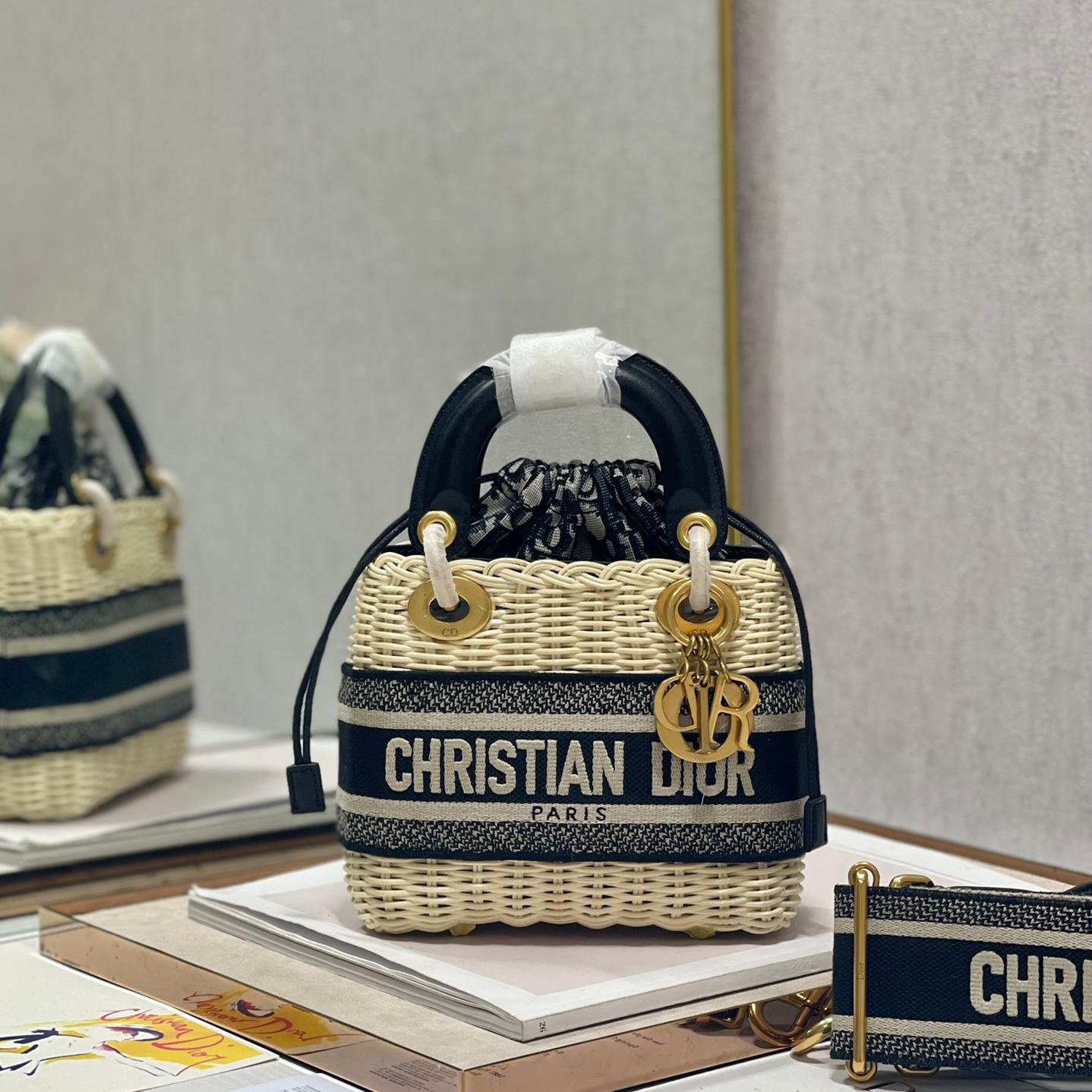 Dior-Lady Straw Crossbody Bag