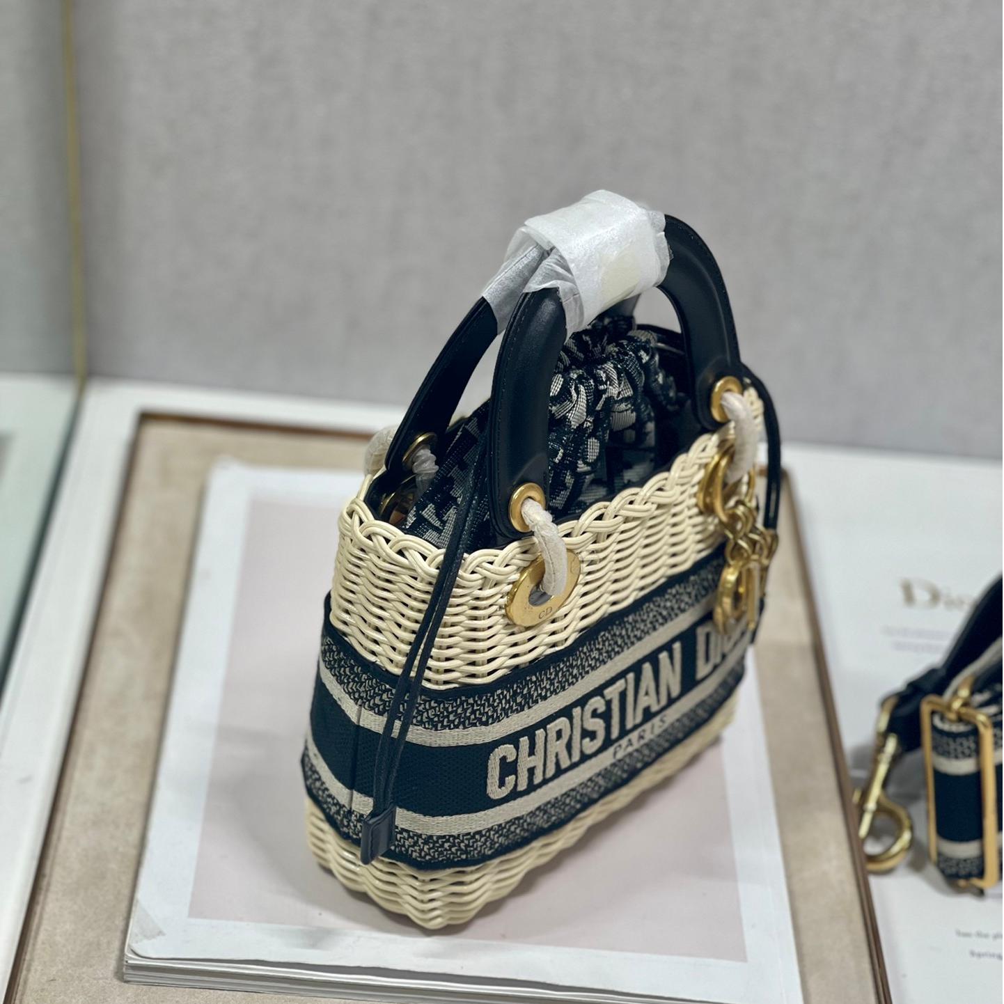 Dior-Lady Straw Crossbody Bag