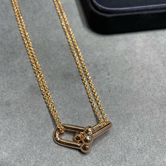 TIFFANY&Co-Double Ring Smooth Horseshoe Buckle Necklace