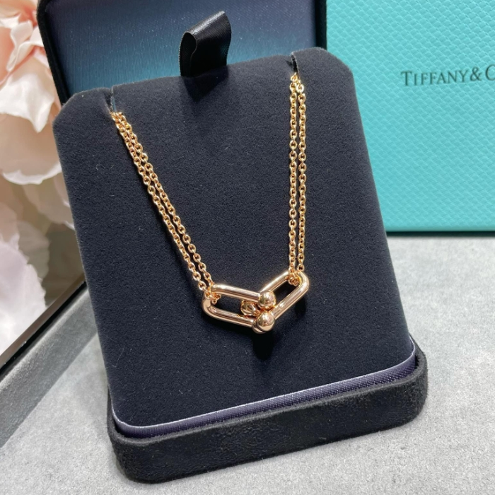 TIFFANY&Co-Double Ring Smooth Horseshoe Buckle Necklace