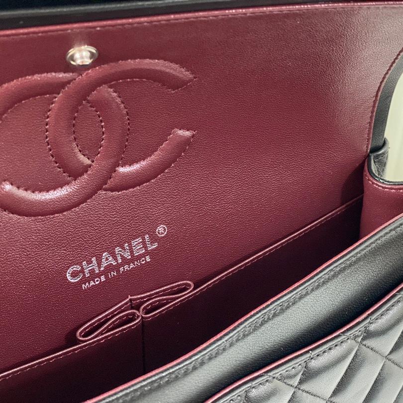Chanel-Black Silver Classic Medium Flip Bag