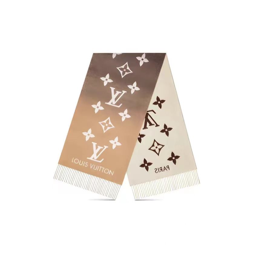 LV - Two-color Gradient Monogram Tassel Cashmere Wool Scarf
