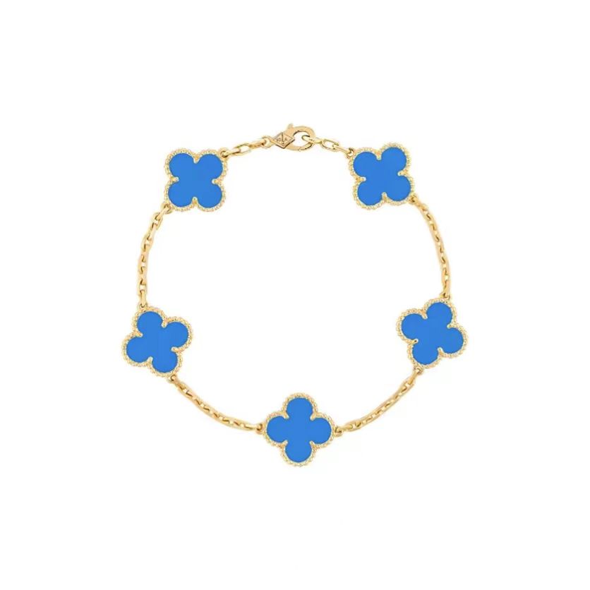 Van Cleef & Arpels - Alhambra Four-Leaf Lucky Series Five-Pendant White Mother-of-Pearl Four-Leaf Clover Bracelet