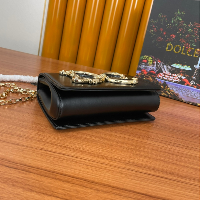 Dolce Gabbana-Real gold logo crossbody bag