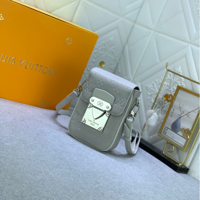 LV-Embossed Cowhide Camera Bag