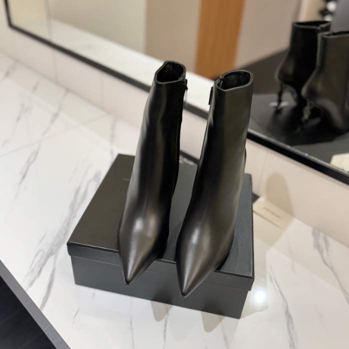 YSL-Letter High Heeled Short Boots