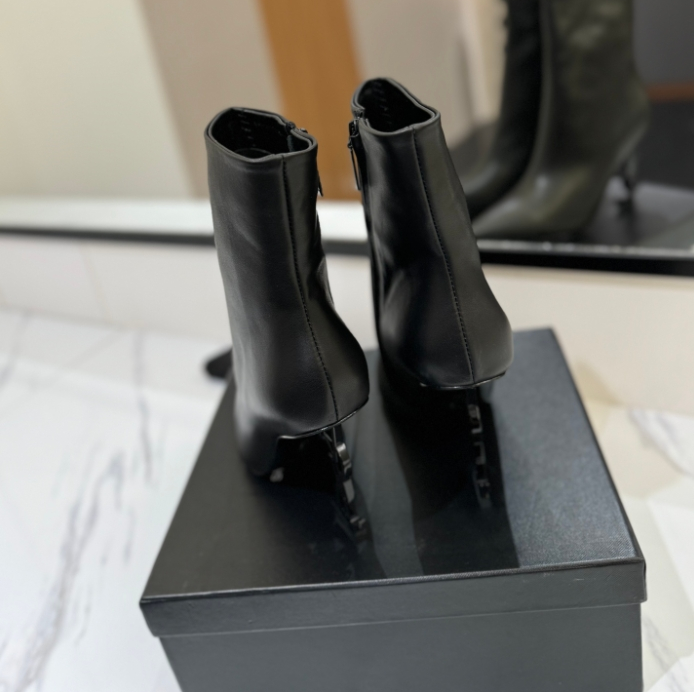 YSL-Letter High Heeled Short Boots