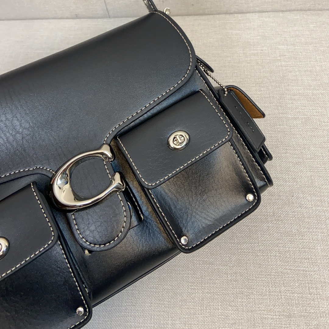 COACH - CargoSoft Tabby 26 Silver Metal Micro Logo Leather Underarm Shoulder Tote