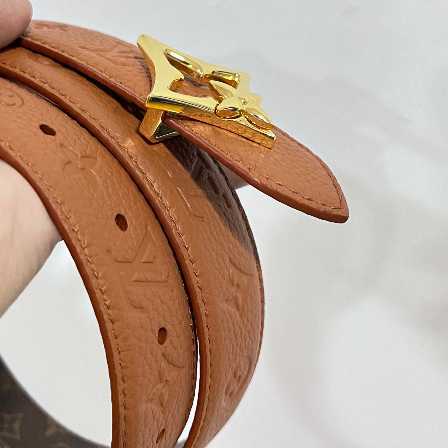 LV - Printed Reversible Smooth Buckle Leather Canvas Belt