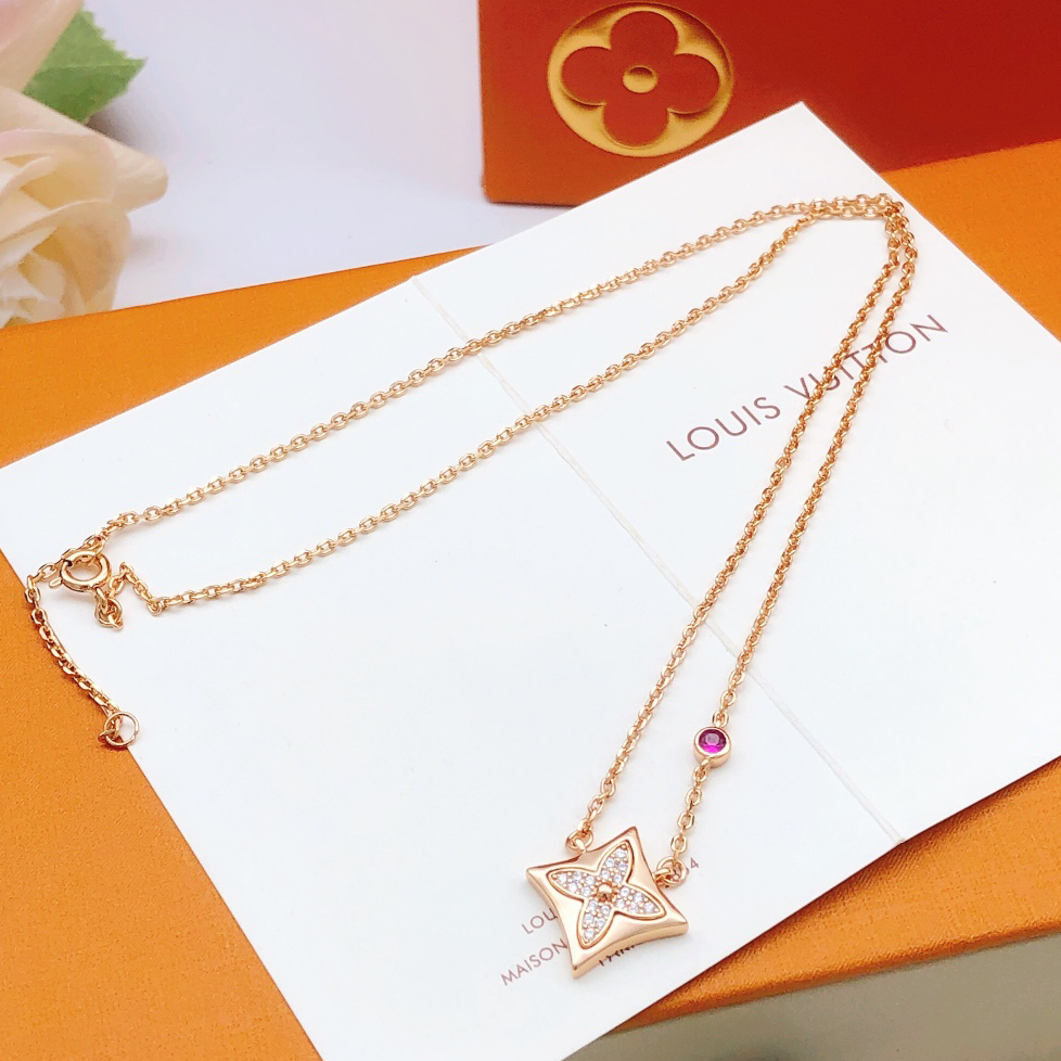 LV - Diamond Set Colorful Diamond Necklace