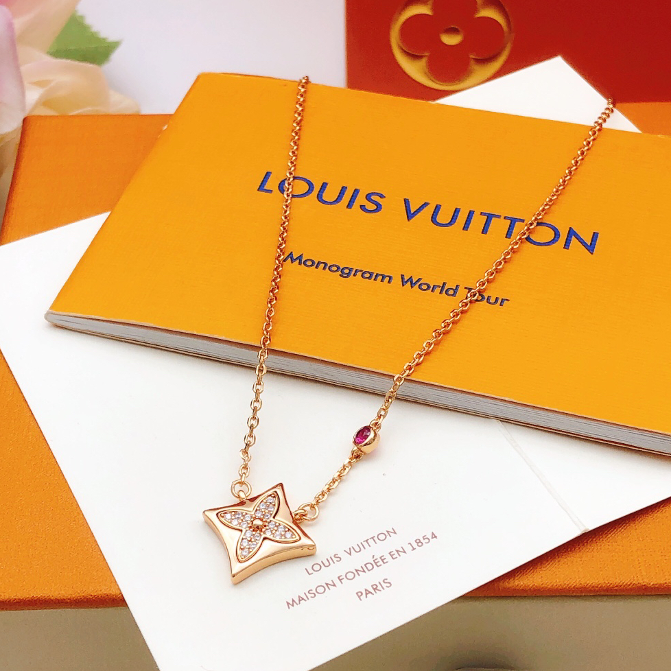LV - Diamond Set Colorful Diamond Necklace