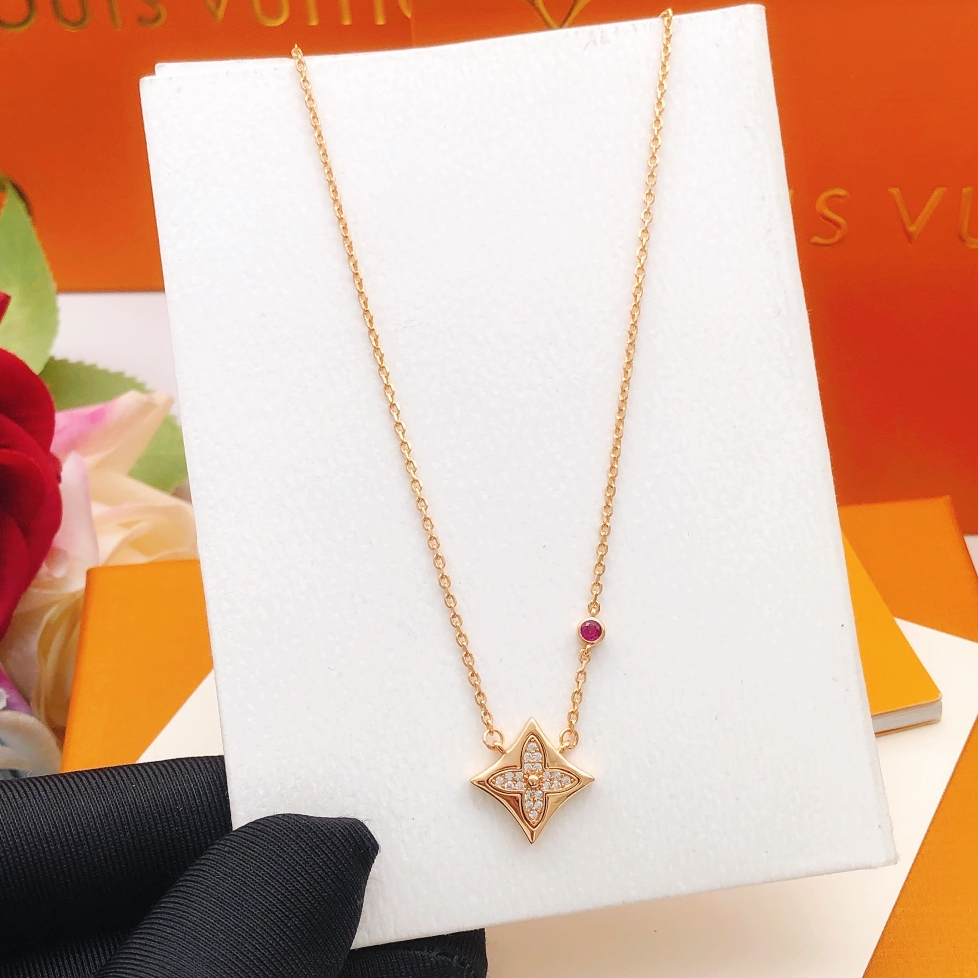 LV - Diamond Set Colorful Diamond Necklace