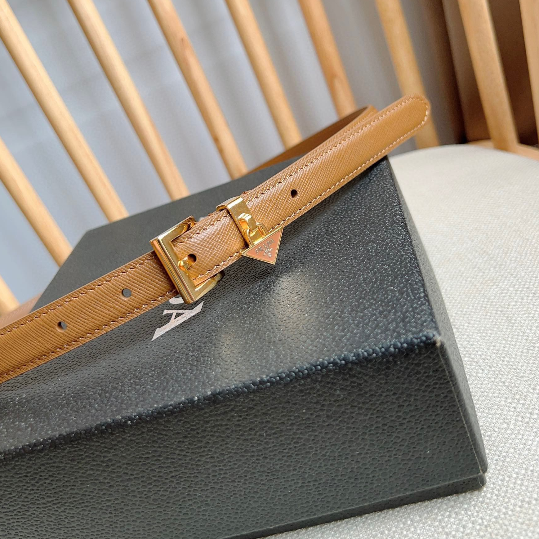 PRADA - Triangle Metal Micro Label Women's Belt