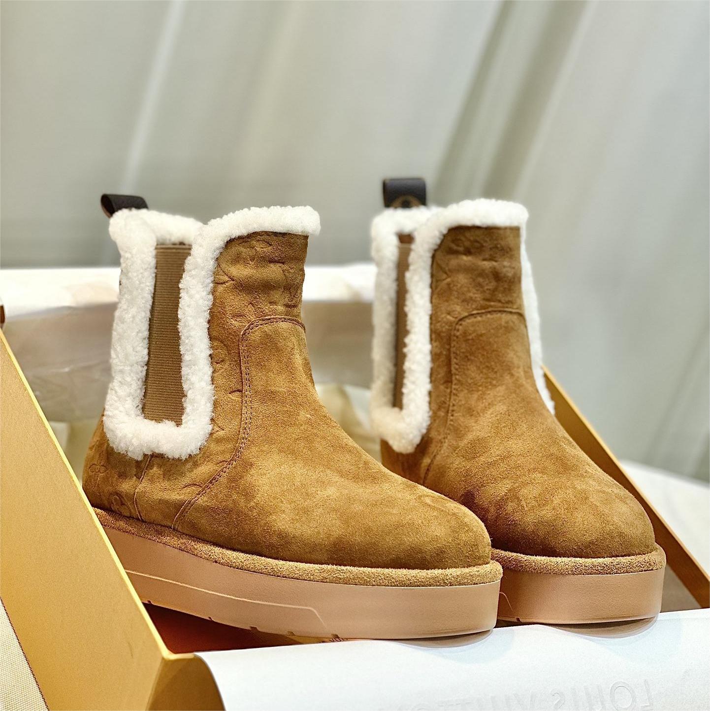 LV-Wool Thick soled Chelsea Woolen Boots