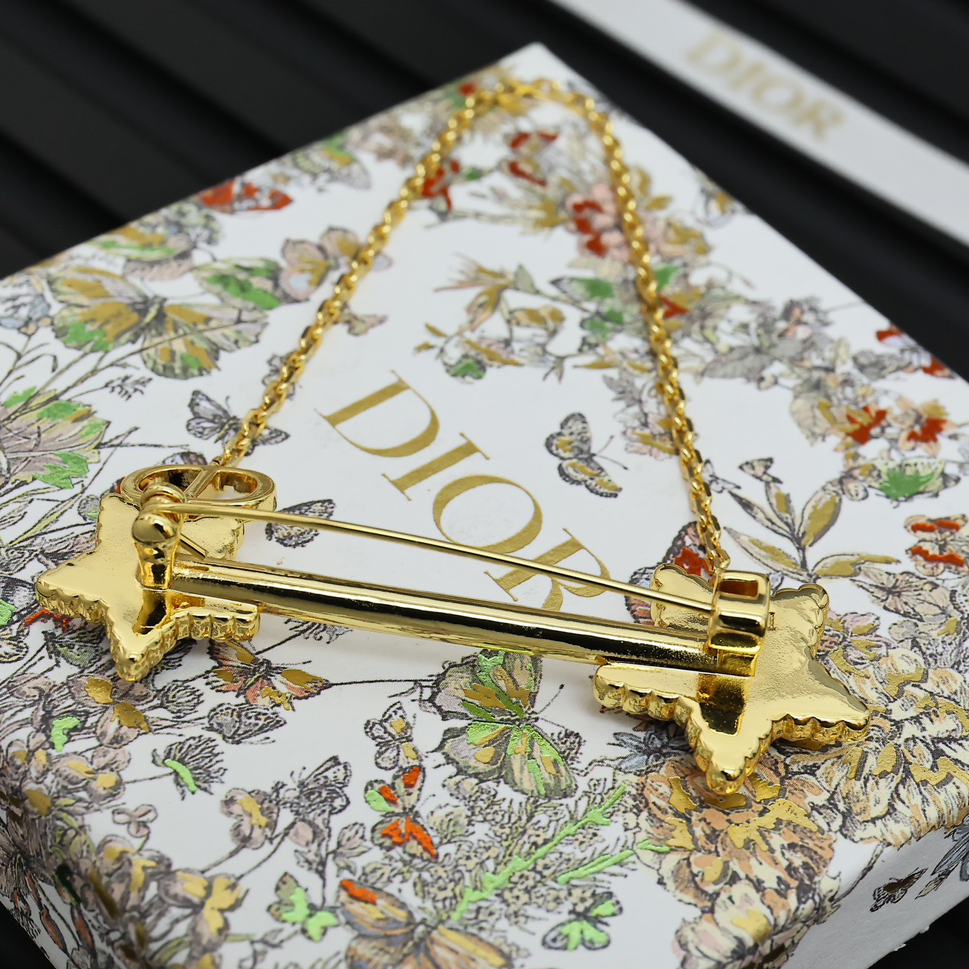 DIOR - Star chain brooch