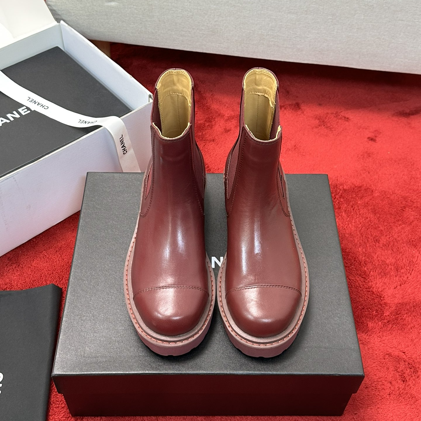 Chanel - Lambskin Platform Ankle Boots