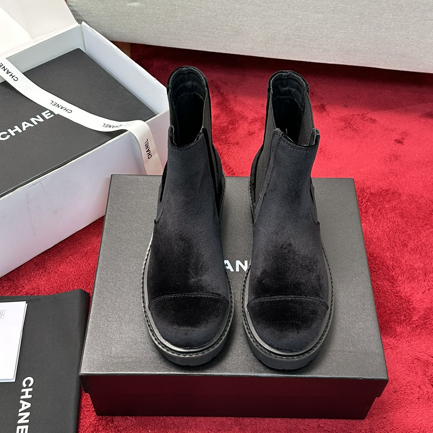 Chanel - Lambskin Platform Ankle Boots