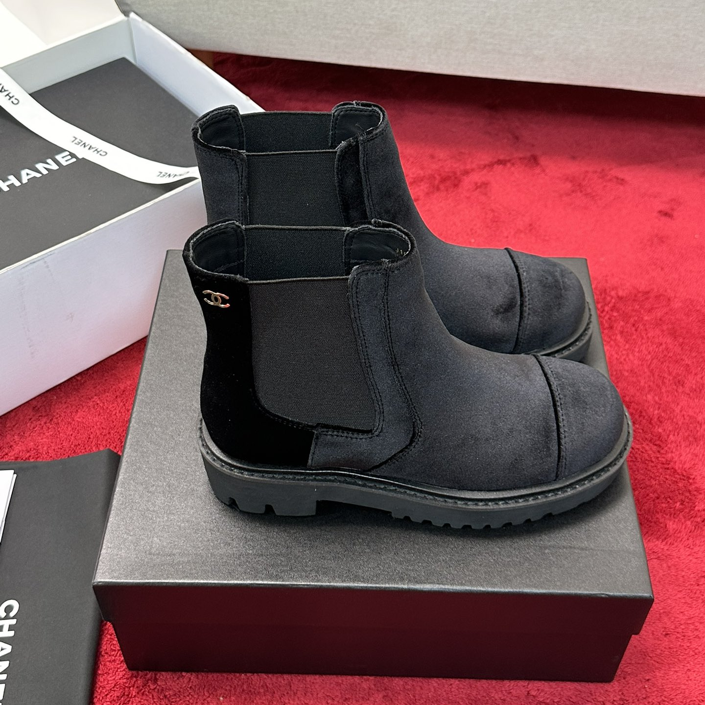 Chanel - Lambskin Platform Ankle Boots