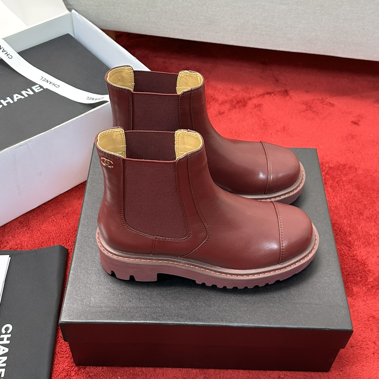 Chanel - Lambskin Platform Ankle Boots