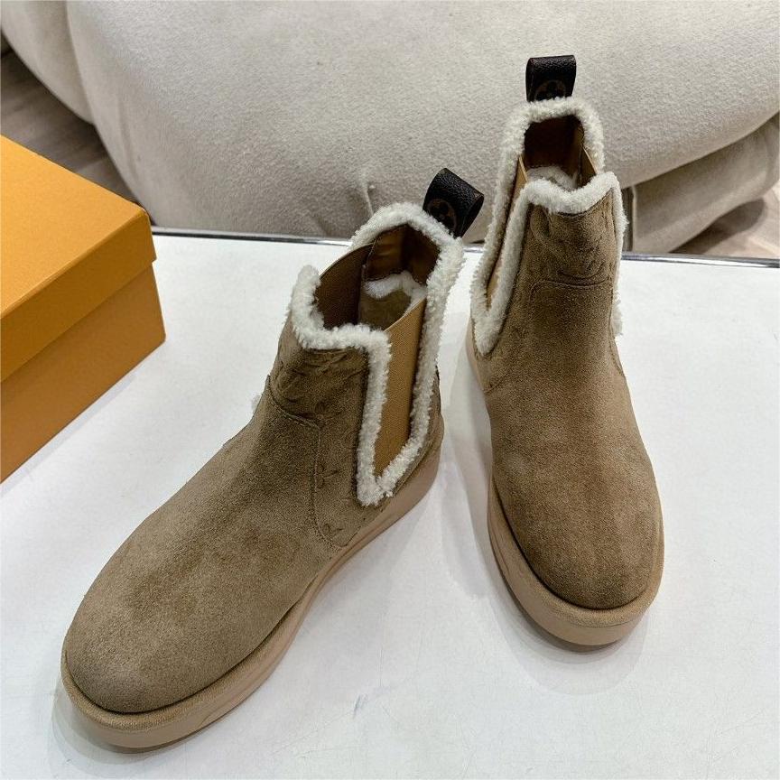LV-Wool Thick soled Chelsea Woolen Boots