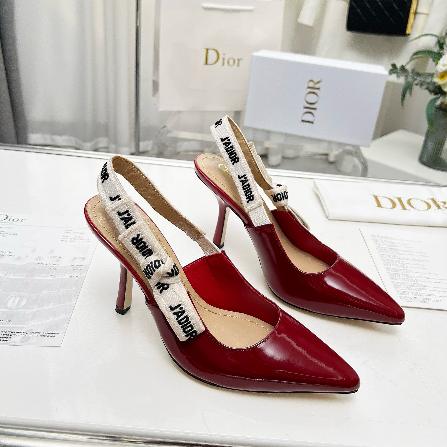 Dior-JA Dior white woven cat heel sandals