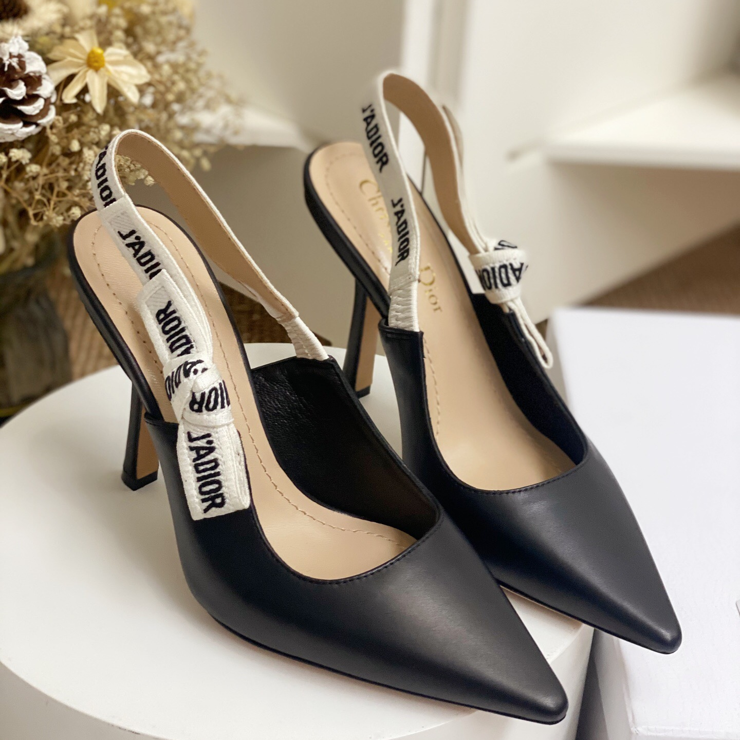 Dior-JA Dior white woven cat heel sandals