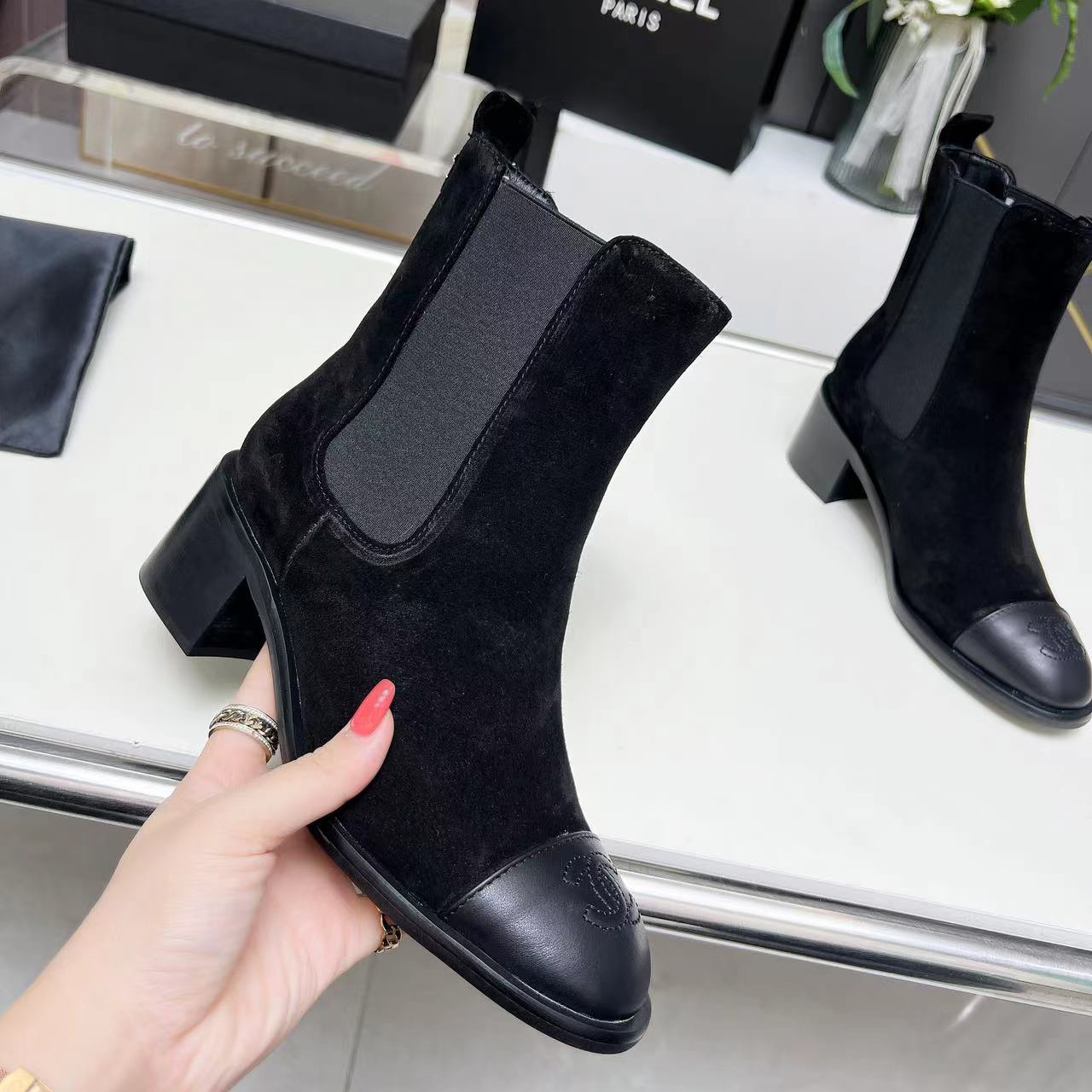 Chanel-new elastic long and short Shoes