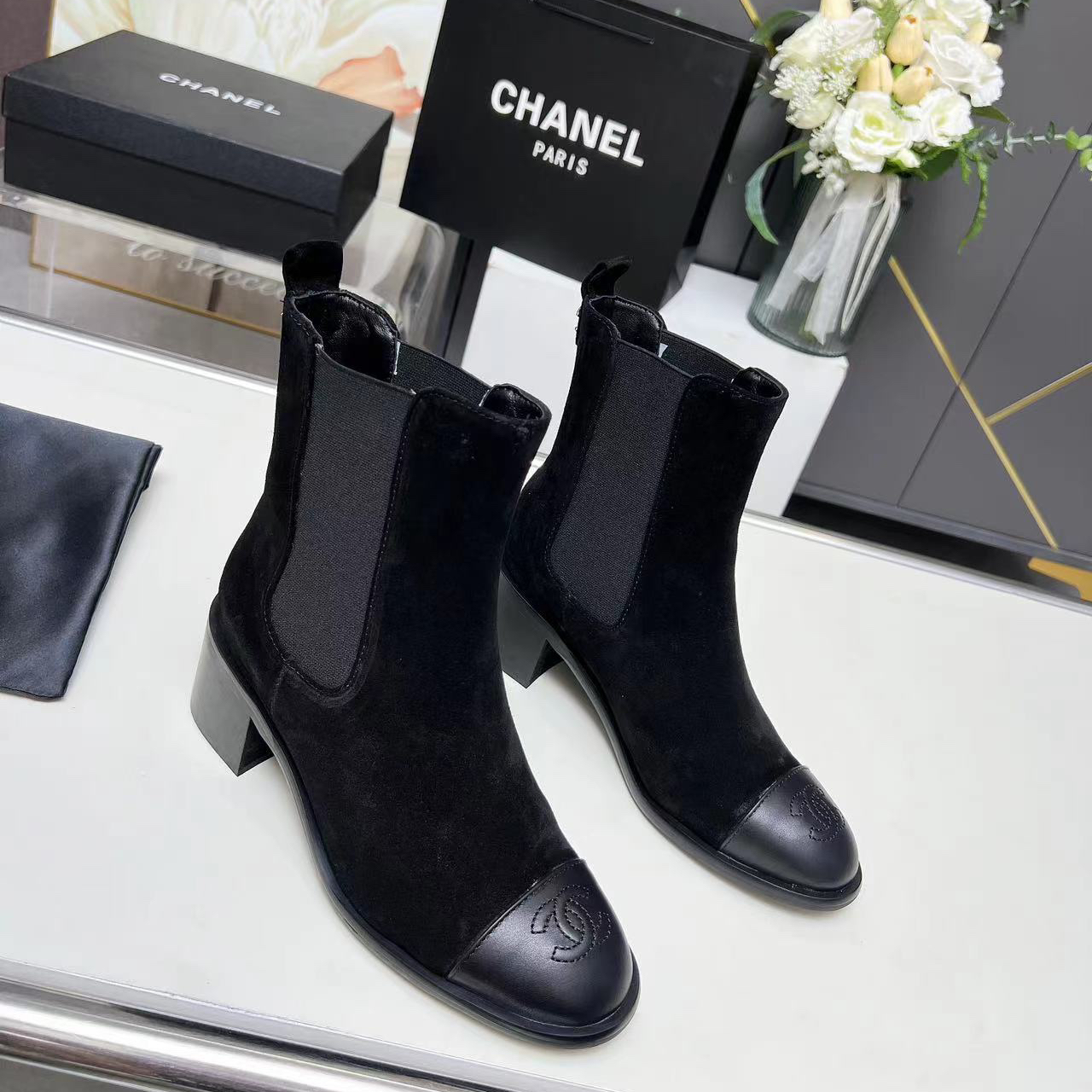 Chanel-new elastic long and short Shoes