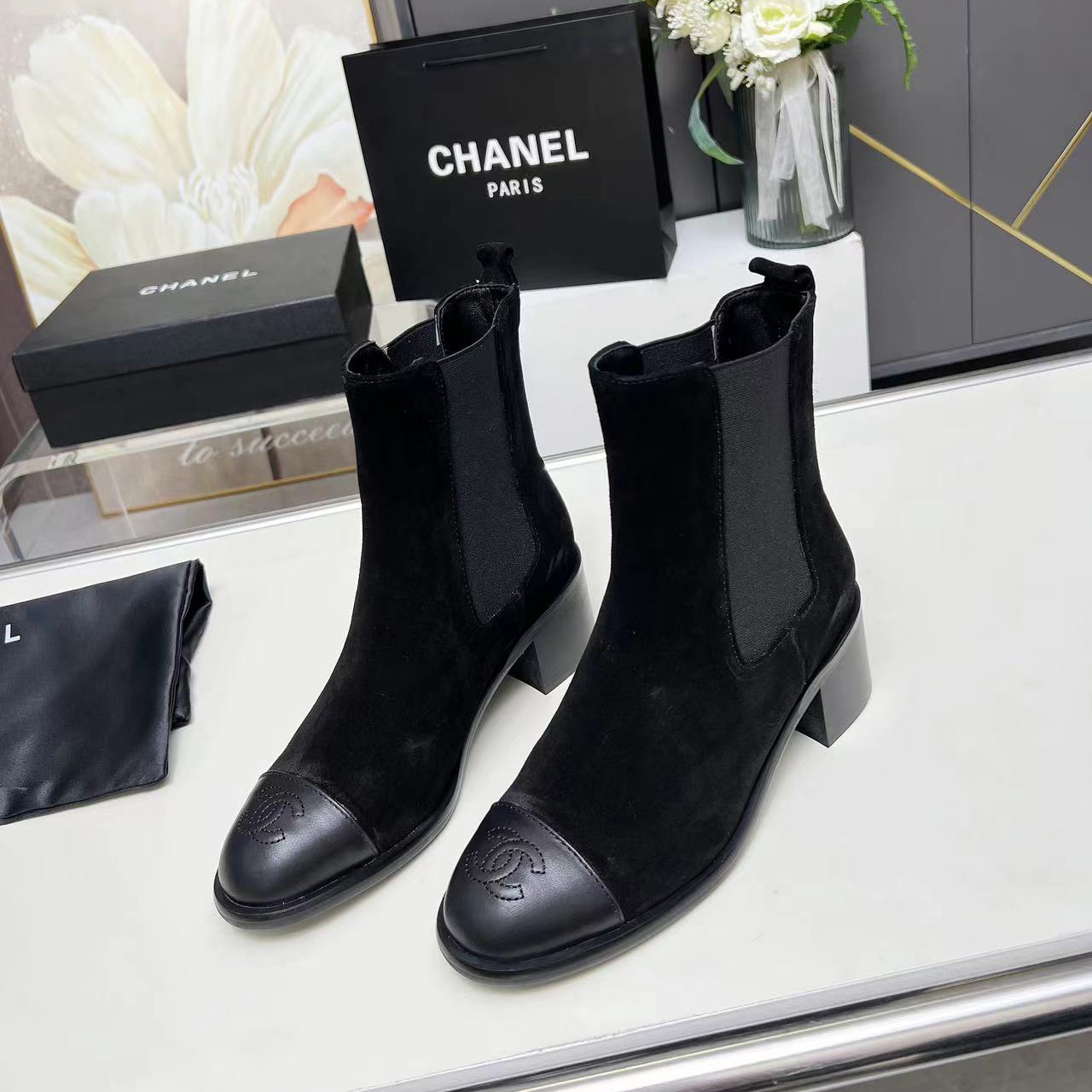 Chanel-new elastic long and short Shoes