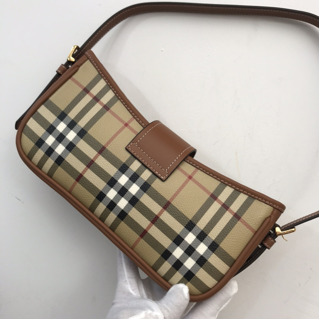 Burberry-Plaid lamb skin crossbody bag