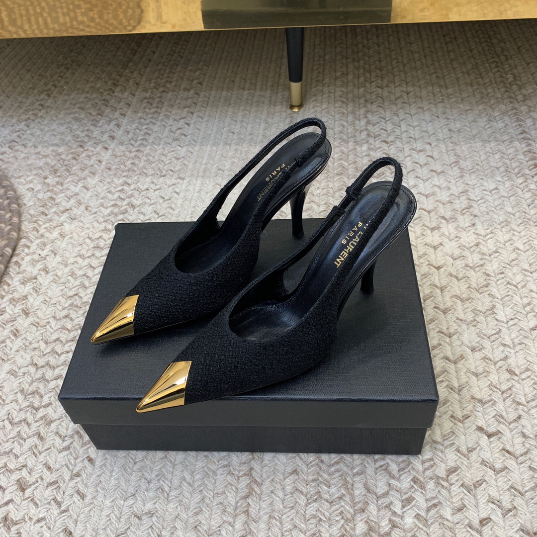 YSL-Metal pointed tip shoes