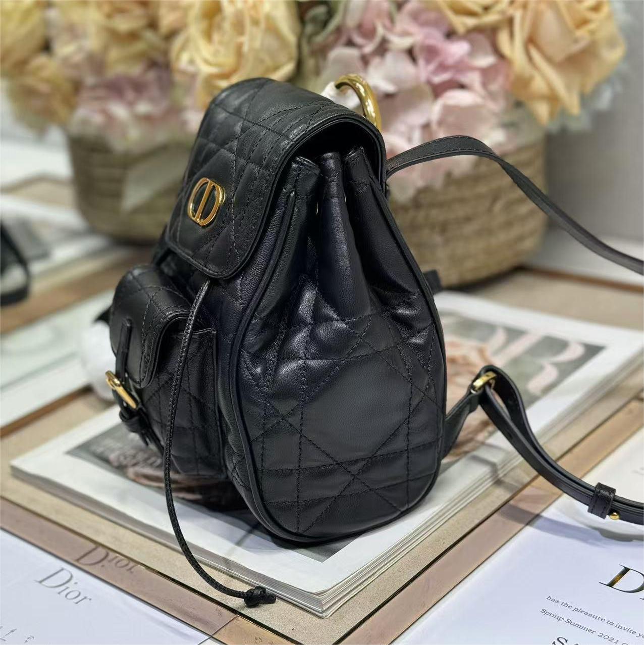 Dior- Caro black sheepskin backpack
