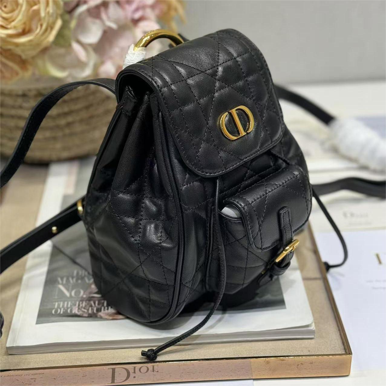 Dior- Caro black sheepskin backpack