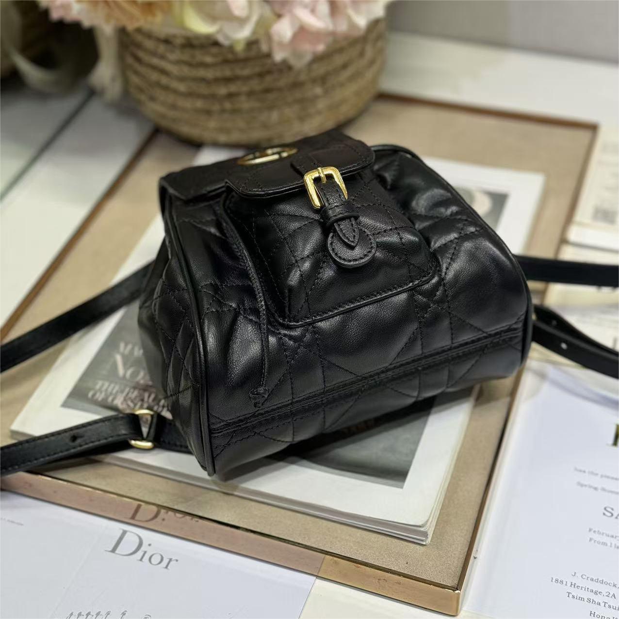 Dior- Caro black sheepskin backpack