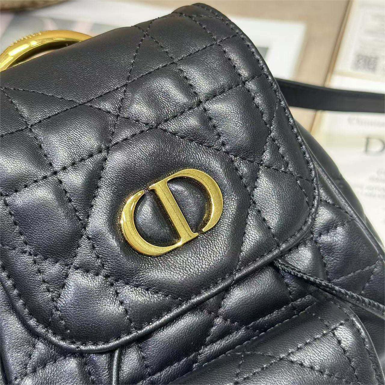 Dior- Caro black sheepskin backpack