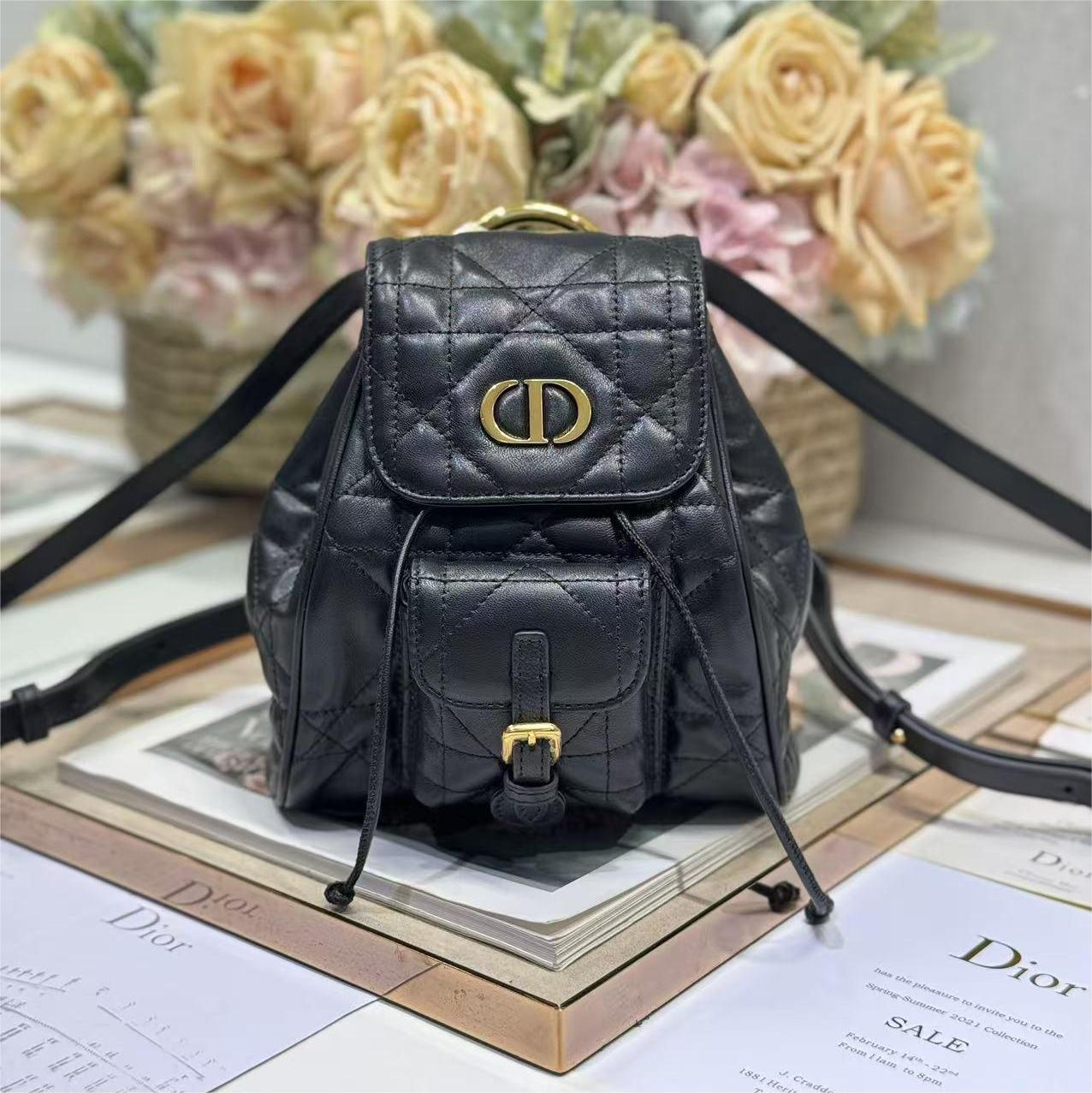 Dior- Caro black sheepskin backpack
