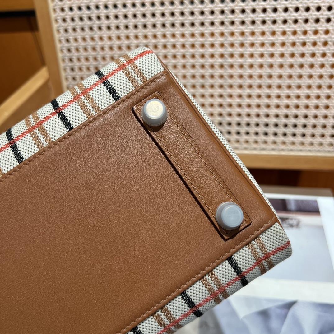 Hermes-Canvas Embroidered Splicing Swift Shoulder Birkin