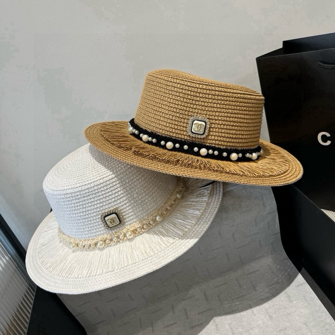 Chanel-New flat topped straw hat