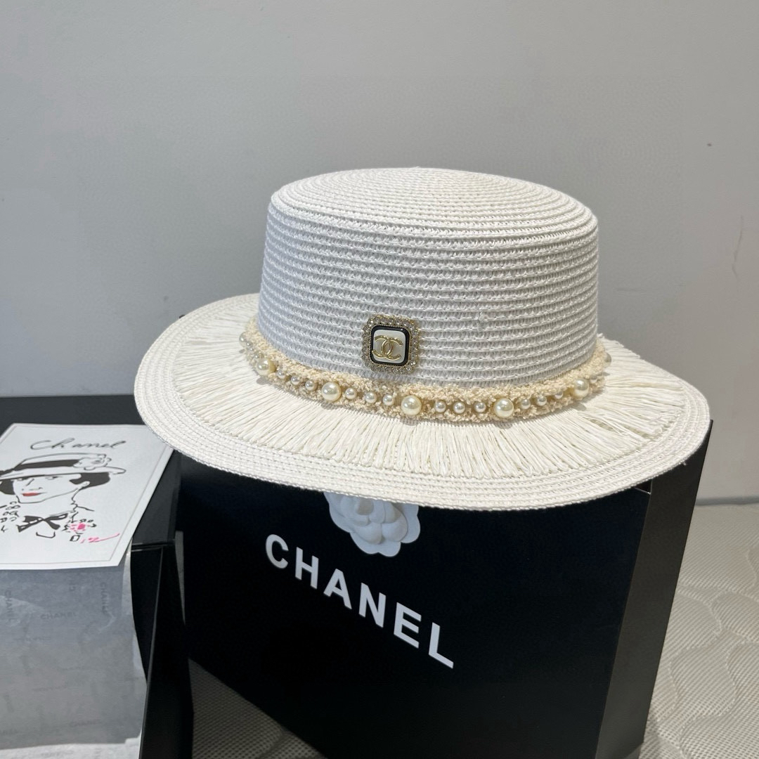 Chanel-New flat topped straw hat
