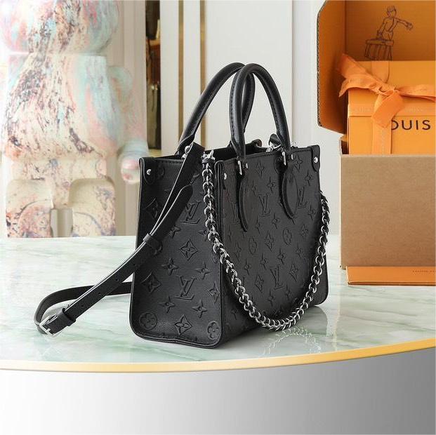 LV-OnTheGo Monogram embossed leather bag