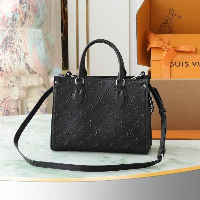 LV-OnTheGo Monogram embossed leather bag