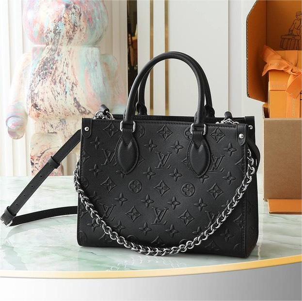 LV-OnTheGo Monogram embossed leather bag