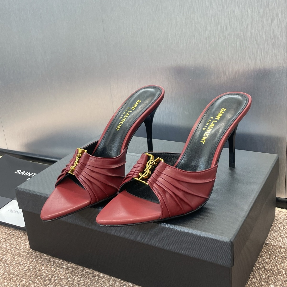 YSL-Italian leather high heels shoes