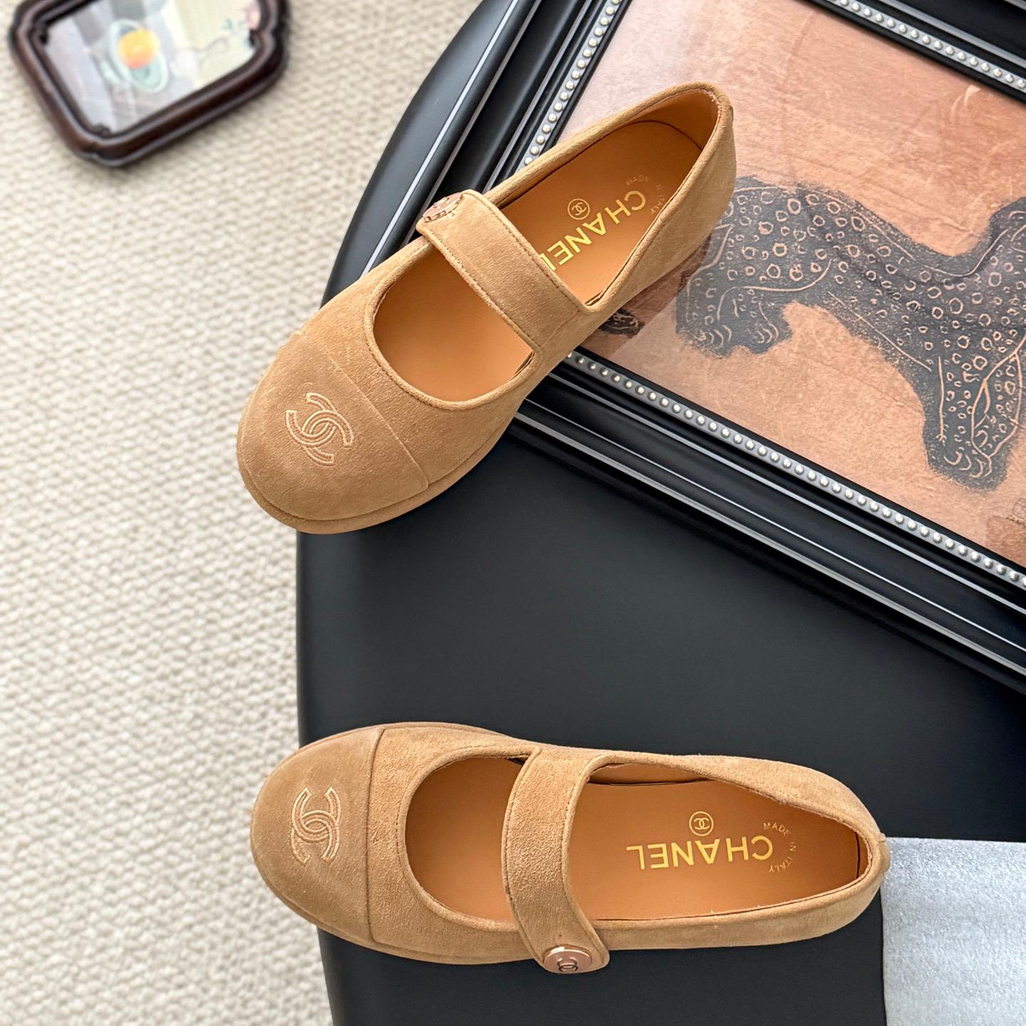 Chanel-new double C buckle ballet shoes