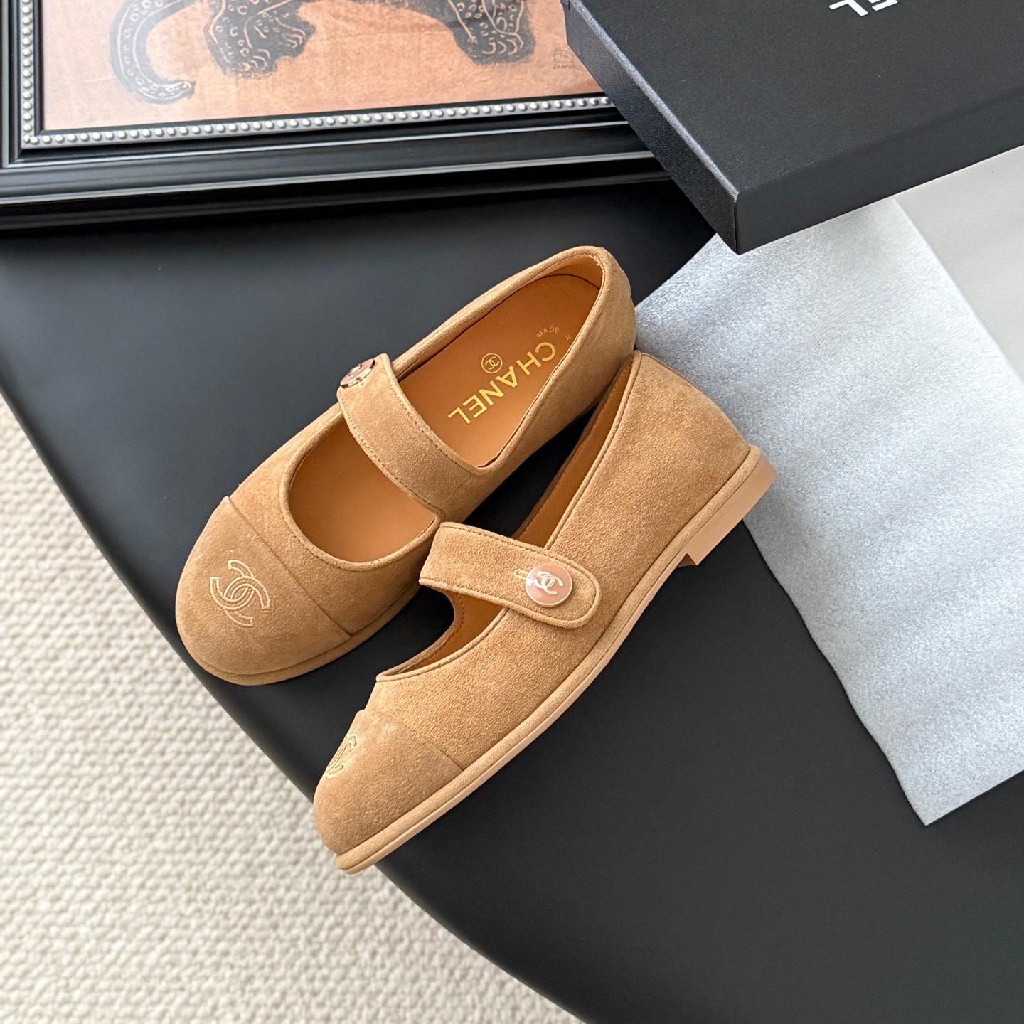 Chanel-new double C buckle ballet shoes