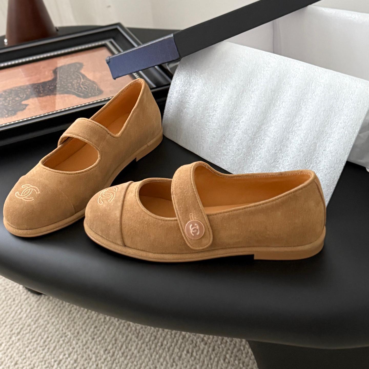 Chanel-new double C buckle ballet shoes