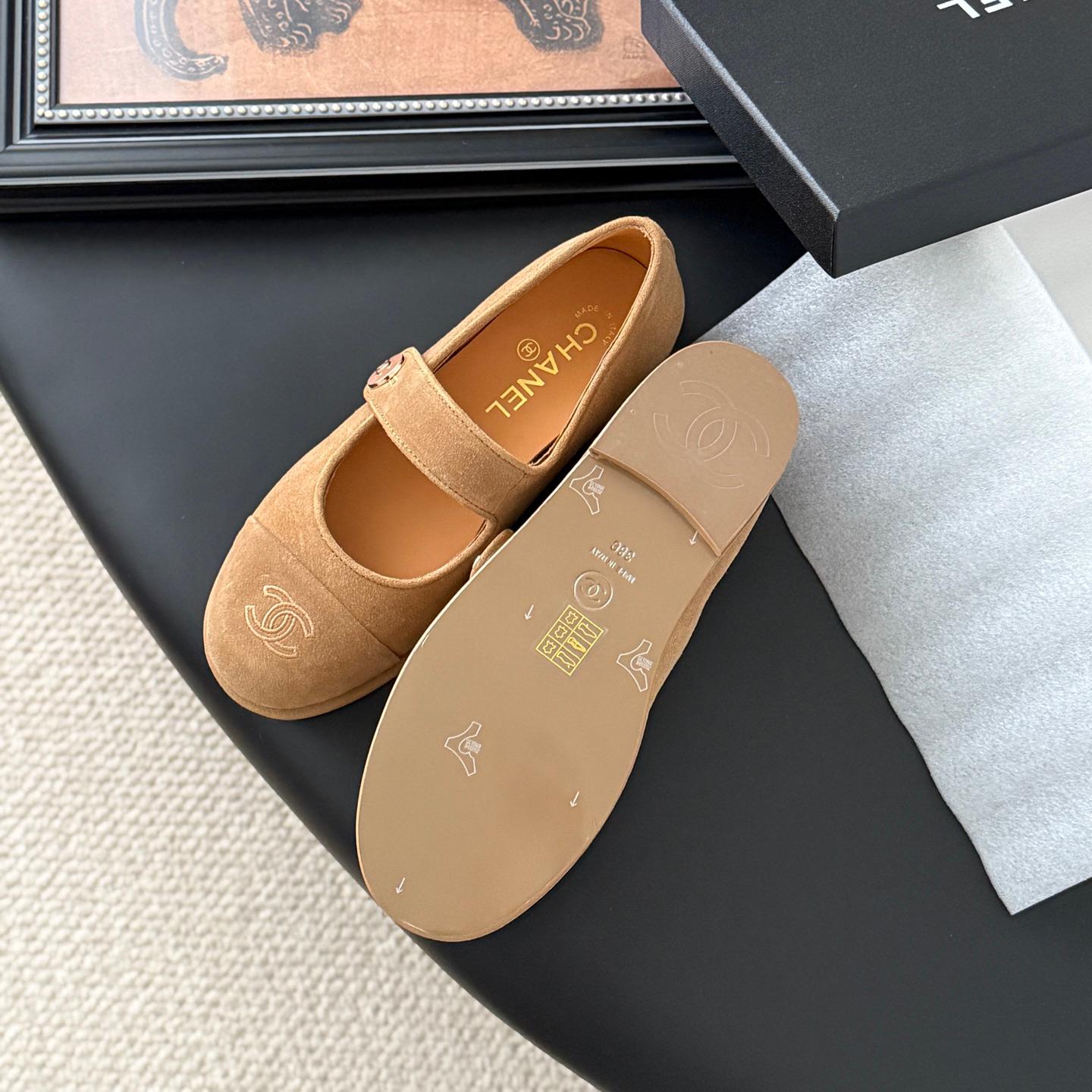 Chanel-new double C buckle ballet shoes