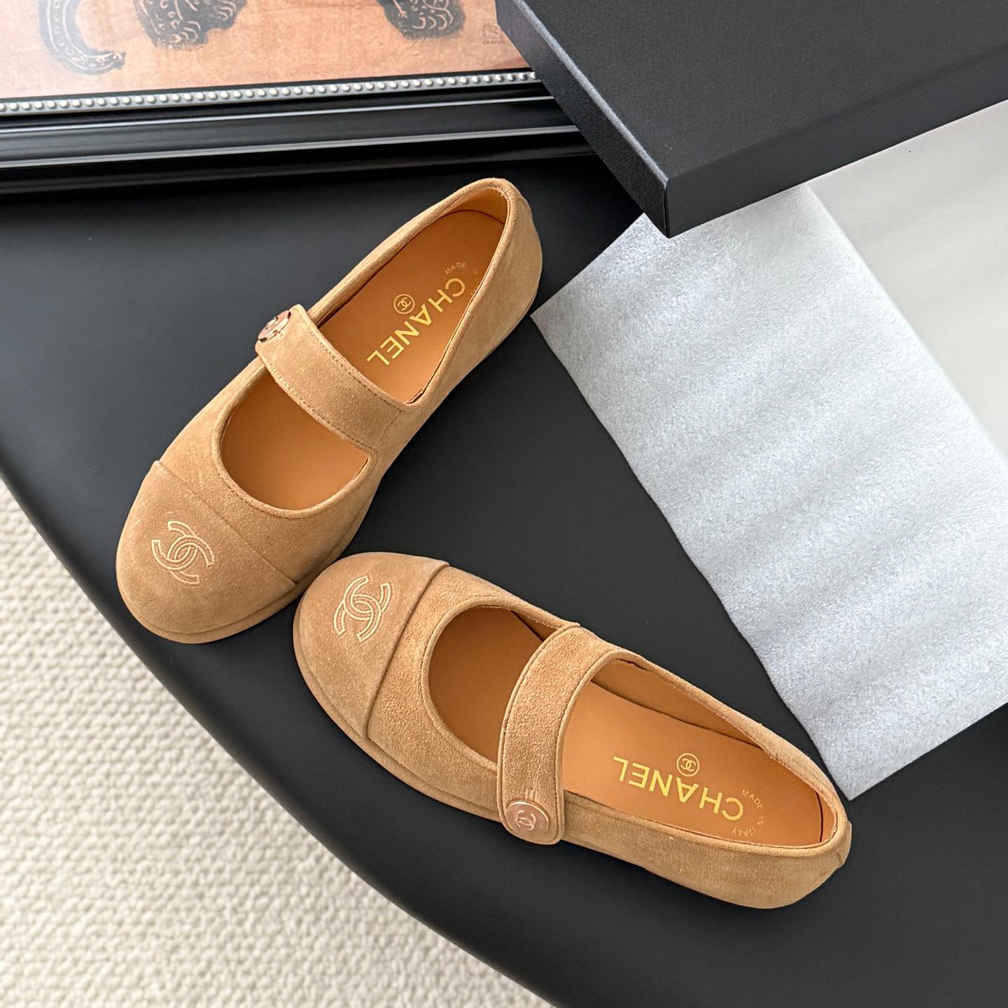 Chanel-new double C buckle ballet shoes