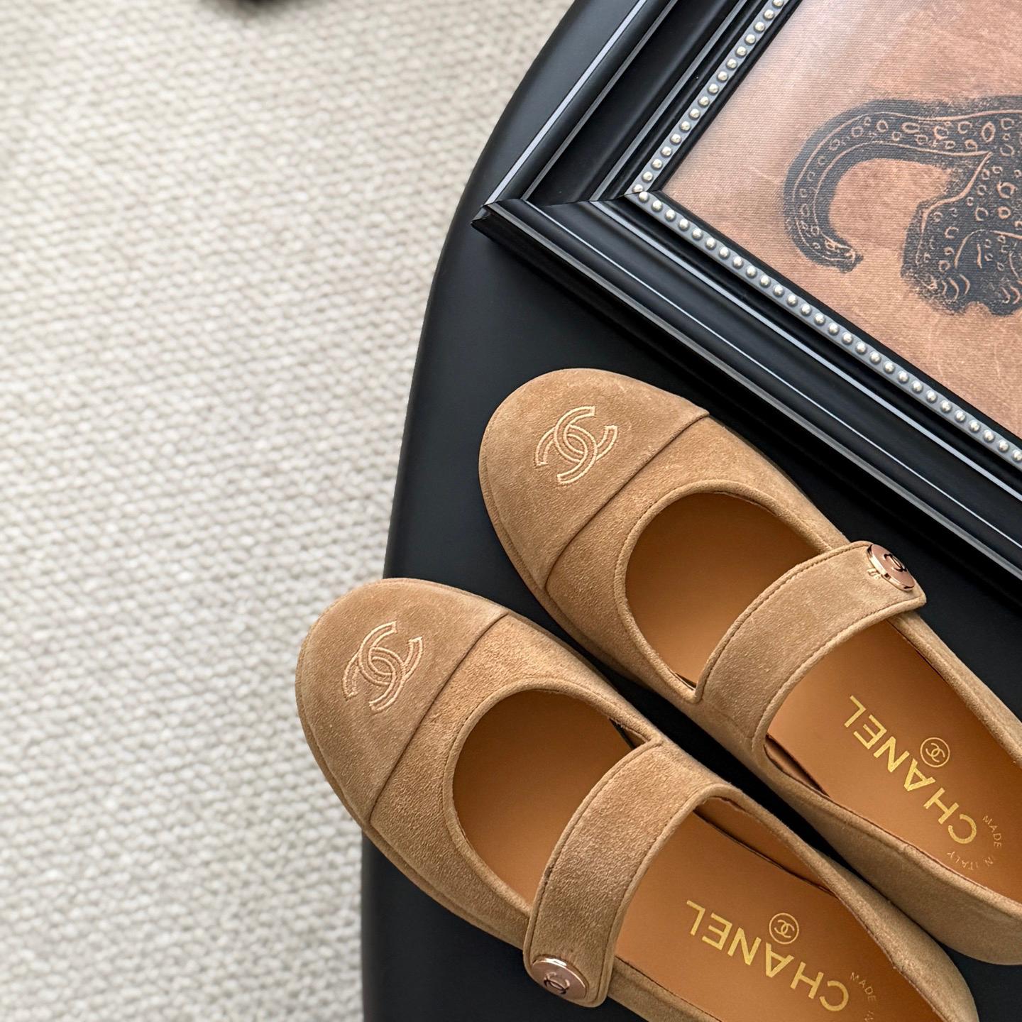 Chanel-new double C buckle ballet shoes