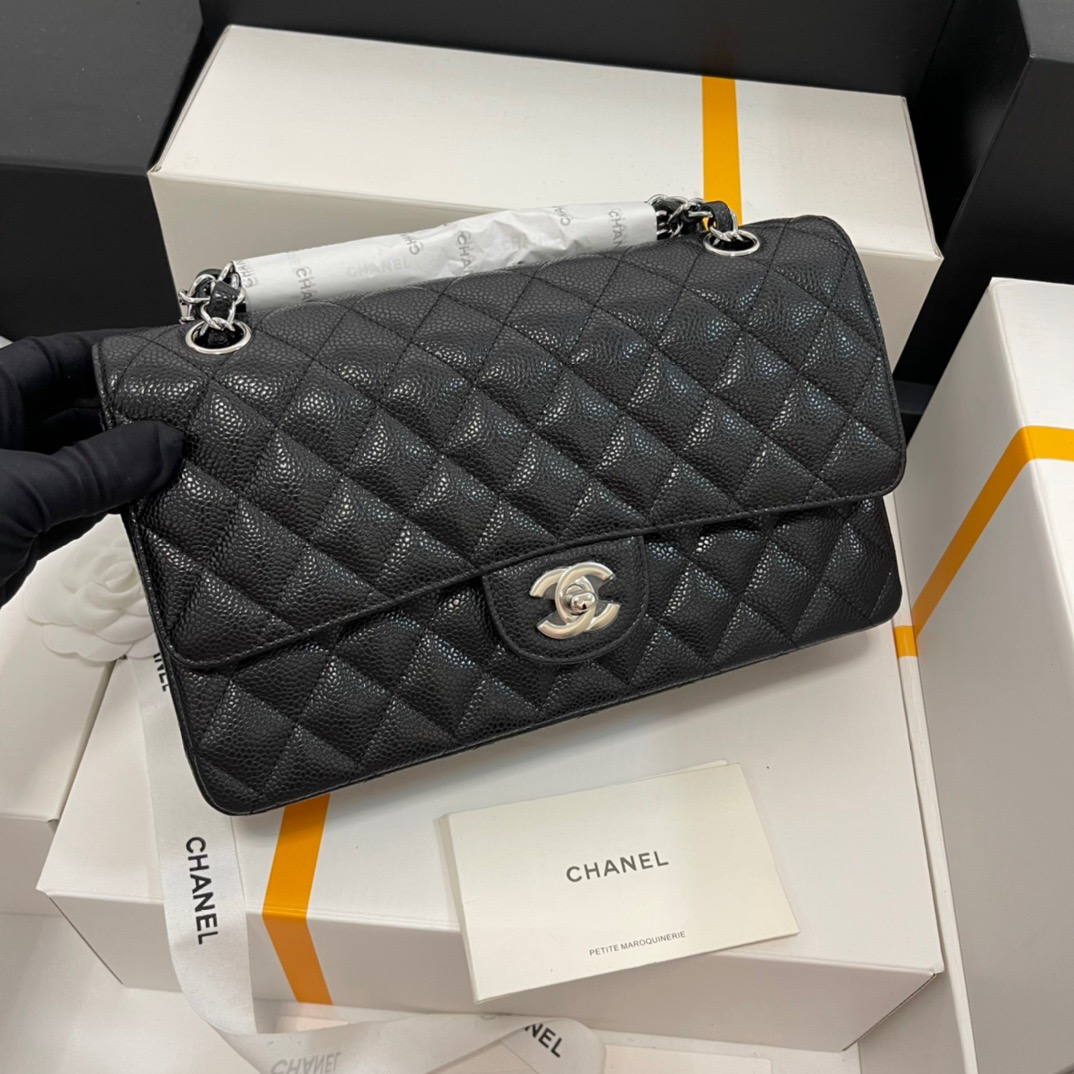 Chanel-Classic Caviar Leather Flip Bag